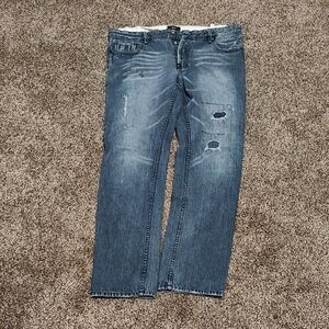 Obey Men's Distressed Light Blue Straight Jeans
